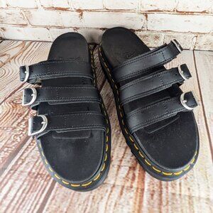 DR MARTENS Blaire Slide 3-Strap Platform Leather SANDALS, Women's Size 8 US